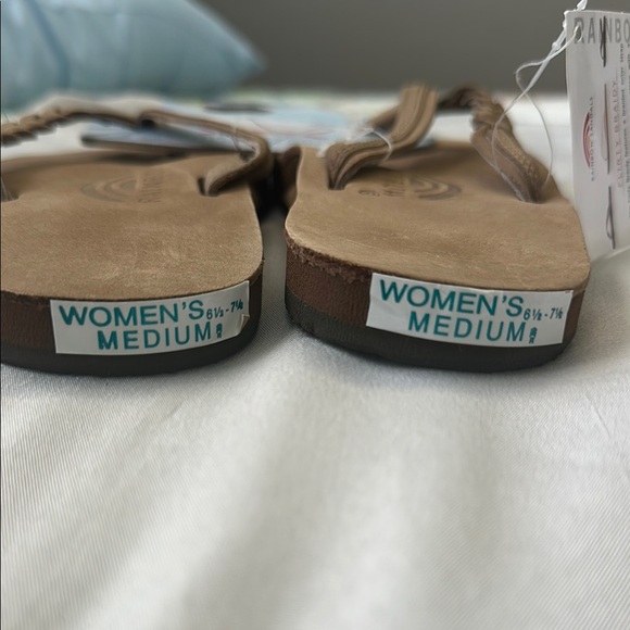 Women’s Medium Rainbow Sandals Braid Brown Flip Flops - Picture 2 of 2